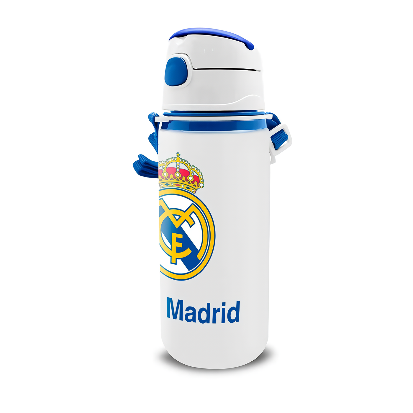 REAL MADRID: CANTIMPLORA ALUMINIO 600 ML CON ASA WHITE