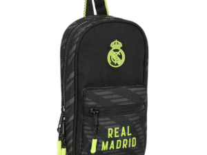 REAL MADRID:  MOCHILA PLUMIER OFICIAL CON 4 PORTATODOS LLENOS 3ª EQUIPACIÓN