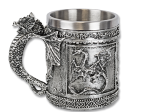 TAZA DECORACIÓN DRAGÓN METALIZADO RESINA 12 CM.  COD: 39034
