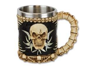 TAZA DECORACIÓN HUESOS CALAVERA RESINA 12 CM. COD: 39036