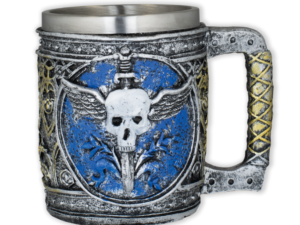 TAZA DECORACIÓN CALAVERA ALADA RESINA 11 CM. COD: 39609