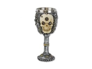 COPA DECORACION CALAVERA METALIZADA RESINA.  COD: 39031