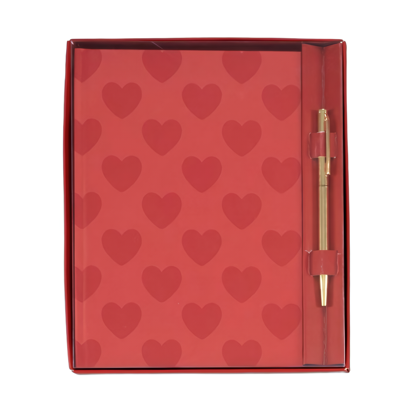 SAN VALENTÍN: LIBRETA CON BOLÍGRAFO ENAMORADOS “AMOR” ROJA CON CORAZONES