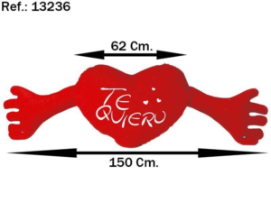SAN VALENTÍN: PELUCHE CORAZÓN CON MANOS TE QUIERO 150 cm