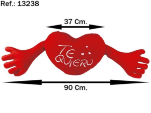 SAN VALENTÍN: PELUCHE CORAZÓN CON MANOS TE QUIERO 90 cm