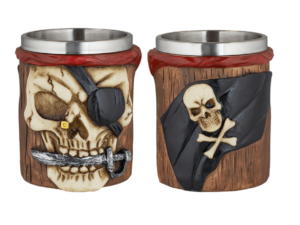 TAZA DECORACIÓN CALAVERA PIRATA RESINA 11 CM. COD: 39483