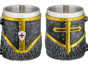 TAZA DECORACIÓN TEMPLARIOS COTA DE MALLA RESINA 12 CM.  COD: 39077