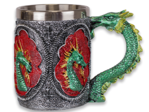 TAZA DECORACIÓN DRAGÓN VERDE RESINA 12 CM. COD: 39375