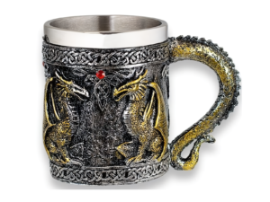 TAZA DECORACIÓN DRAGONES RESINA 12 CM. COD: 39359