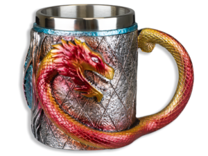 TAZA DECORACIÓN DRAGONES RESINA 12 CM. COD: 39361