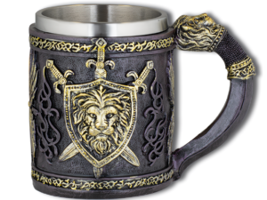 TAZA DECORACIÓN ESCUDO LEÓN RESINA 11,5 cm MOD 39553