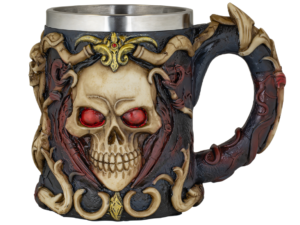 TAZA DECORACIÓN GOTHIC SKULL TOLE RESINA 12 CM. COD: 39612