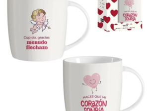 SAN VALENTÍN: TAZA CERÁMICA “MENUDO FLECHAZO” CON CAJA DE REGALO