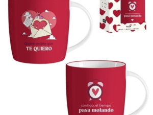 SAN VALENTÍN: TAZA CERÁMICA “TE QUIERO/PASA VOLANDO” CON CAJA DE REGALO