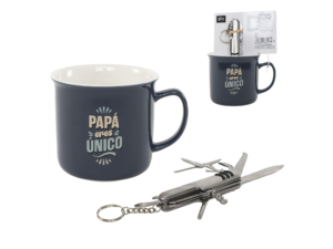 SET TAZA 400 ml + NAVAJA MULTIUSOS PAPA ERES ÚNICO
