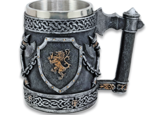 TAZA DECORACIÓN ESCUDO LEÓN RESINA 12 CM. COD: 39381