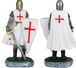 FIGURA RESINA CABALLERO TEMPLARIO ESPADA-ESCUDO BLANCO 12 cm. COD: 39508