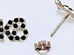 PENDIENTE PLATA K8 CIRCONITA NEGRA