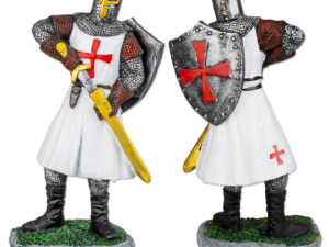 FIGURA RESINA CABALLERO TEMPLARIO DESENFUNDA ESPADA BLANCO 8 CM COD: 39513