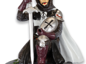 FIGURA RESINA CABALLERO TEMPLARIO CAPA BLANCA.  COD: 39237