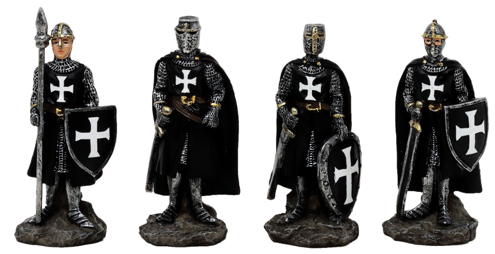 COLECCIÓN DE FIGURAS RESINA CABALLERO TEMPLARIO NEGRO. COD: 39456