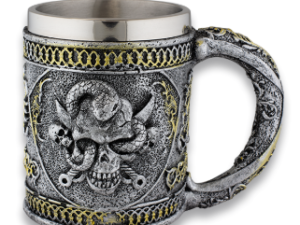 TAZA DECORACIÓN CALAVERA SERPIENTE RESINA 12 CM.  COD: 39292