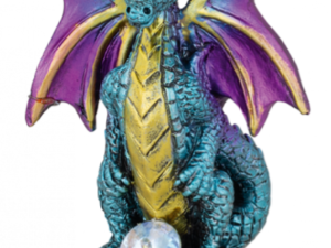 FIGURA DE RESINA DRAGON CON CRISTAL AZUL 8.5 cm.  COD: 39601