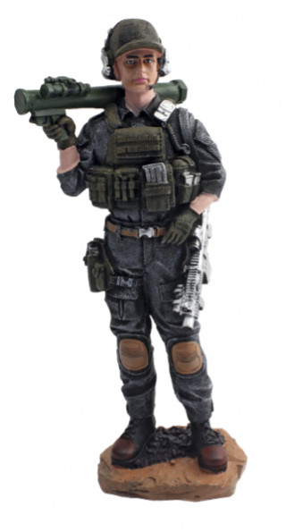 FIGURA DE RESINA AMERICAN CORPS SOLDADO BAZOCA 30 cm. COD: 39432