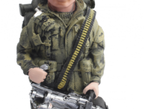 FIGURA DE RESINA AMERICAN CORPS SOLDADO AMETRALLADORA 29 cm. COD: 39434