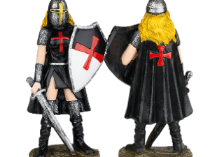 FIGURA RESINA CABALLERA TEMPLARIA NEGRO 8 cm.  COD: 39537