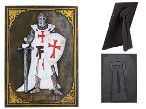 CUADRO DE RESINA SOLDADO TEMPLARIO BLANCO 10.8 x 8 cm.  COD: 39622