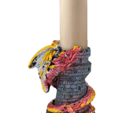 FIGURA DE RESINA SOPORTE DE VELAS CON DRAGON 10 cm. COD: 39560
