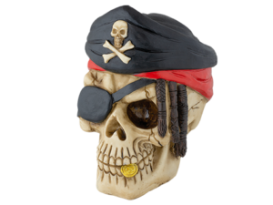 FIGURA DE RESINA CALAVERA PIRATA 11 cm.  COD: 39378
