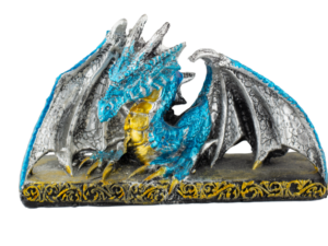 FIGURA DE RESINA DE DRAGON AZUL 15 X 9 cm. COD: 39559