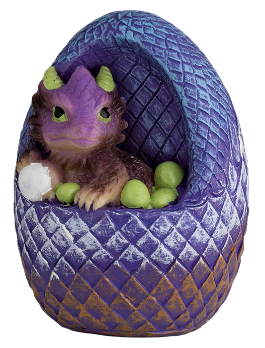 FIGURA DE RESINA DRAGON BEBE HUEVO ENTERO MORADO 7.5 cm. COD: 39590