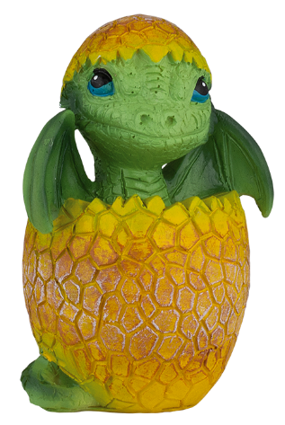 FIGURA DE RESINA DRAGON BEBE HUEVO AMARILLO 7.7 cm. COD: 39594