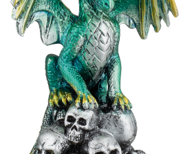FIGURA DE RESINA DRAGON CALAVERAS VERDE 11.5 cm.  COD: 39597