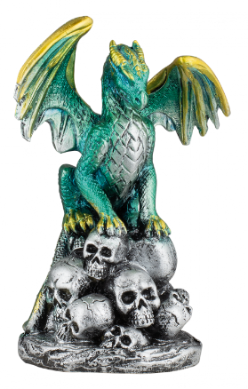 FIGURA DE RESINA DRAGON CALAVERAS VERDE 11.5 cm. COD: 39597