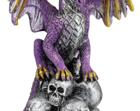 FIGURA DE RESINA DRAGON CALAVERAS MORADO 11.5 cm.  COD: 39598