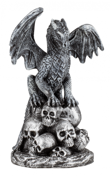 FIGURA DE RESINA DRAGON CALAVERAS GRIS 11.5 cm. COD: 39643
