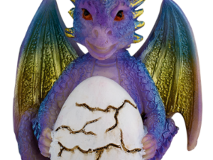 FIGURA DE RESINA DRAGON MORADO CON HUEVO 8.5 cm.  COD: 39583