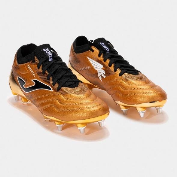 BOTAS FÚTBOL JOMA POWERFUL CUP 24 TERRENO BLANDO SG ORO NEGRO - Imagen 2