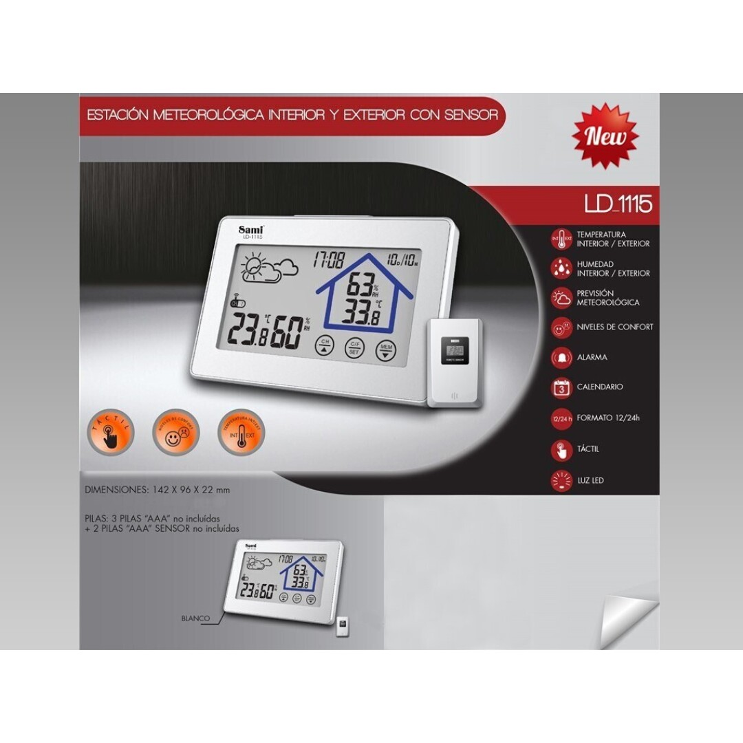 ESTACION TIEMPO INT/EXT. BLANCA ALARMA/RELOJ/LED/T. CD:42139