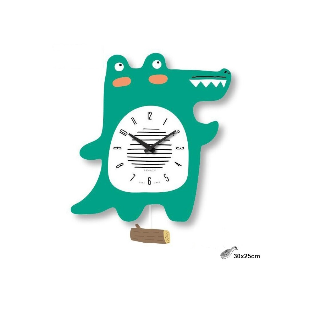 RELOJ PARED PENDULO CROCODRILO. CD:42519