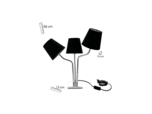 LÁMPARA MESA CROMO 3 TULIPAS NEGRAS COD: 0003232