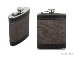 LICORERA METAL 7oz TELA MARRON MO222. CD: 42425