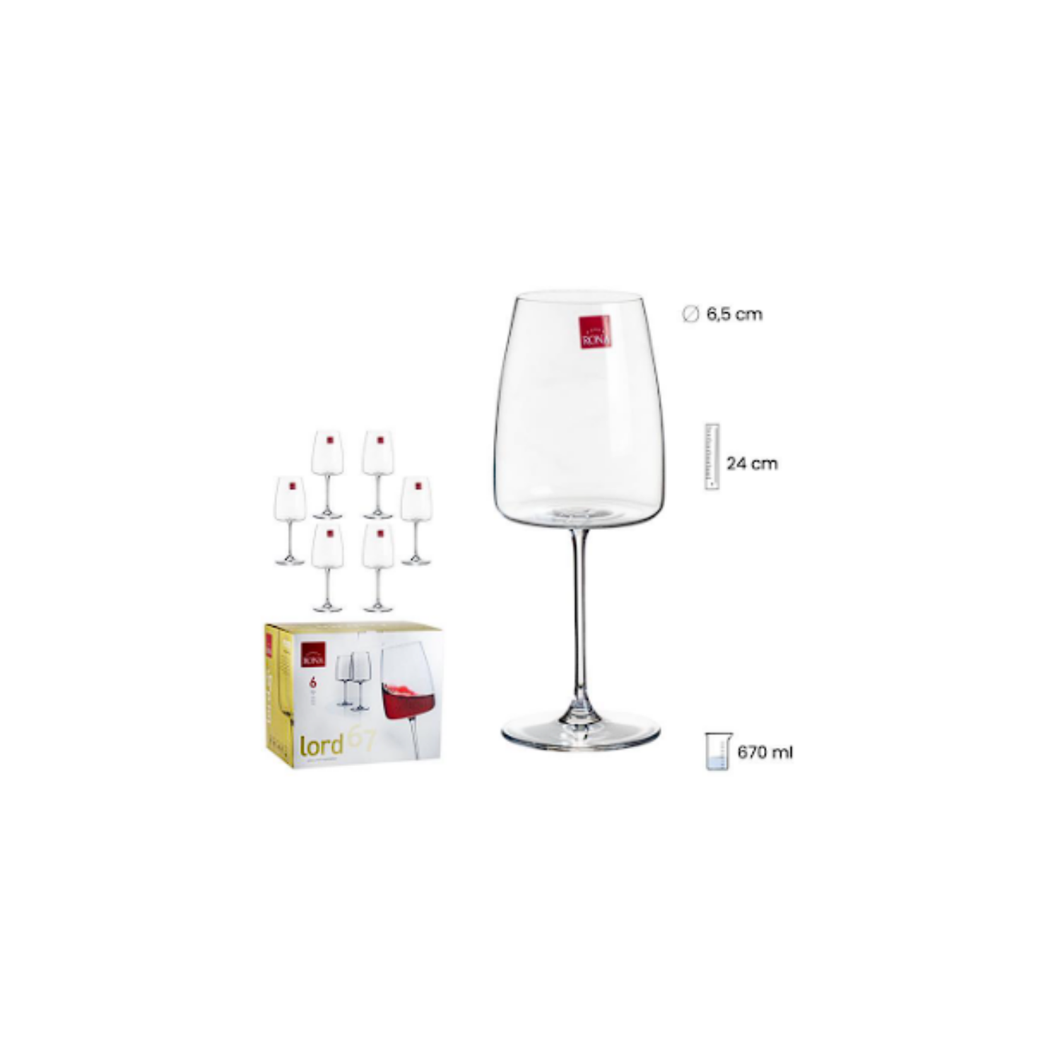 SET 6 COPAS VINO 670 ML COD: 0012488