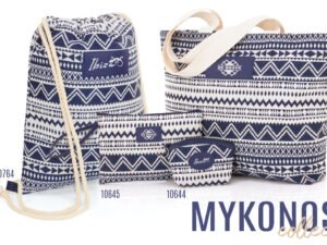 JUEGO DE VIAJE DE VERANO (Neceser, Monedero, Bolso y Bolsa) MYKONOS. COD: 10644-10645-10646-10764