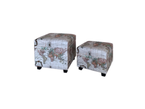 SET DE 2 BAULES DE ALMACENAJE DISEÑO DE MUNDO BLANCO COD: 24855