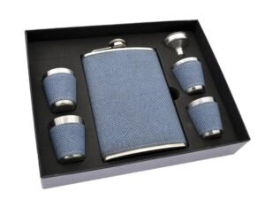 SET LICORERA AZUL 8 OZ + 4 VASITOS FORRADOS + 1 EM. CD: 42863